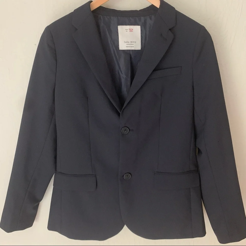 New ZARA Boys Blazer Blue Tailored Fit Wool Blend Traditional Holiday Size 13/14 - Picture 13 of 13